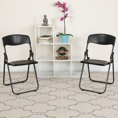 Flash Furniture HERCULES Series Plastic Folding Chair, Black, 2/Pack (2RUTIBLACK)