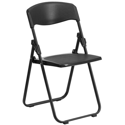 Flash Furniture HERCULES Series Plastic Folding Chair, Black, 2/Pack (2RUTIBLACK)