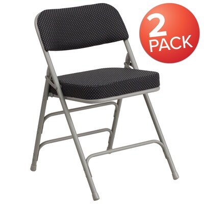 Flash Furniture HERCULES Series Fabric Folding Chair, Black, 2/Pack (2AWMC320AFBK)