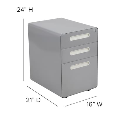 Flash Furniture Wren 3-Drawer Mobile Vertical File Cabinet, Legal/Letter Size, Lockable, 24"H x 16"W x 21"D, Gray (HZAP53501GRY)