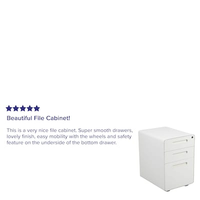 Flash Furniture Wren 3-Drawer Mobile Vertical File Cabinet, Legal/Letter Size, Lockable, 24"H x 16"W x 21"D, White (HZ-AP53501W)