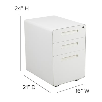 Flash Furniture Wren 3-Drawer Mobile Vertical File Cabinet, Legal/Letter Size, Lockable, 24"H x 16"W x 21"D, White (HZ-AP53501W)