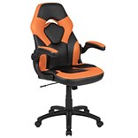 Flash Furniture X10 Ergonomic Leather Swivel Computer and Desk Chair, Black with Orange Inserts (CH-