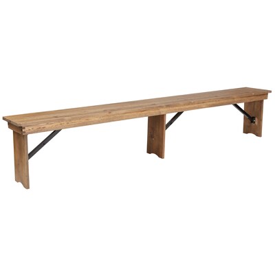 Flash Furniture Hercules Rustic Wood Dining Bench, Brown (XA-B-96X12-L-GG)