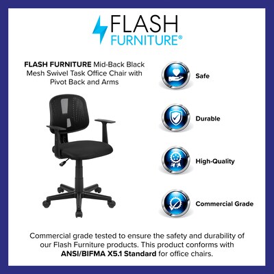 Flash Furniture Flash Fundamentals Ergonomic Mesh Swivel Mid-Back Task Office Chair, Black (LF134ABK)