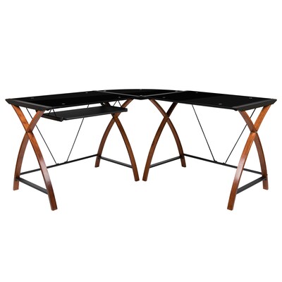 Flash Furniture 83 Glass L-Shaped Desk, Black (NAN-JN-2824SL-COMBO-BK-GG)