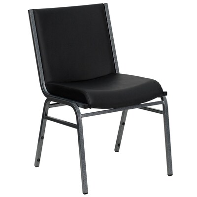 Flash Furniture HERCULES Series Vinyl Heavy Duty Stack Chair, Black, 4 Pack (4XU60153BKVYL)