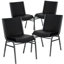 Flash Furniture HERCULES Series Vinyl Heavy Duty Stack Chair, Black, 4 Pack (4XU60153BKVYL)