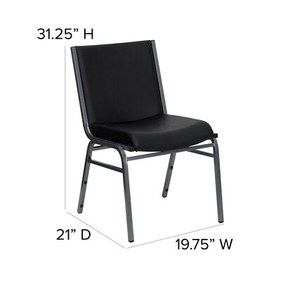 Flash Furniture HERCULES Series Vinyl Heavy Duty Stack Chair, Black, 4 Pack (4XU60153BKVYL)