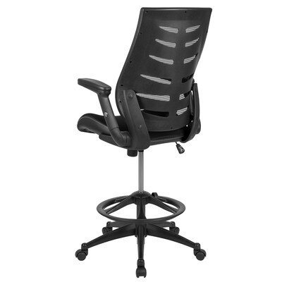 Flash Furniture Nylon Drafting Chair with Footrest and Lumbar Support, Black (BL-ZP-809D-BK-GG)