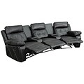 Flash Furniture Reel Comfort Series 117 LeatherSoft Reclining Theater Seating Unit with Cup Holders, Black (BT705303BKCV)