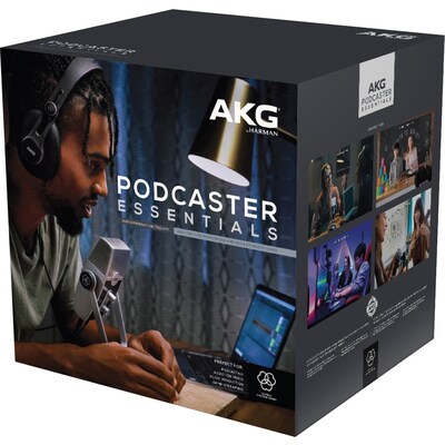 AKG Podcaster Essentials Lyra 5122010-00 Wired USB Microphone & K371 Headphones, Silver/Grey/Black