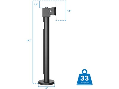 Mount-It! Adjustable POS Monitor Mount, Up to 23", Black (MI-3795)