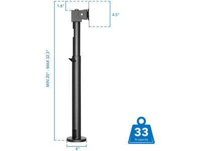 Mount-It! Adjustable POS Monitor Mount, Up to 23", Black (MI-3796)