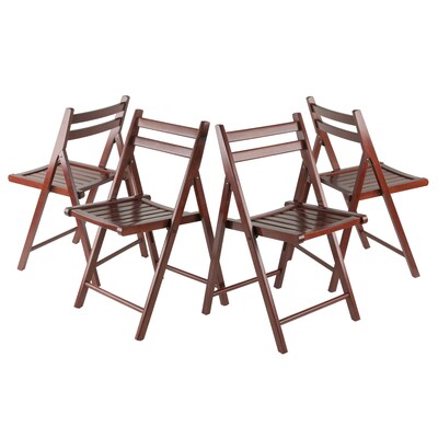 Winsome Robin 4 Piece Armless Slated Folding Chair Set, Walnut (94415)