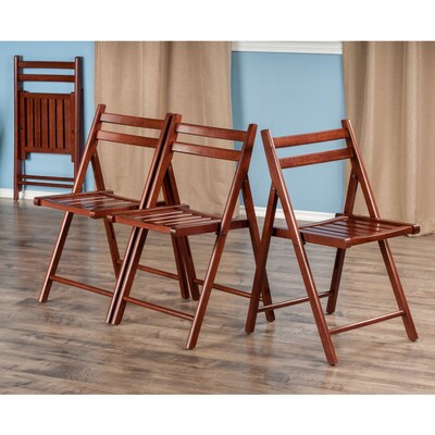 Winsome Robin 4 Piece Armless Slated Folding Chair Set, Walnut (94415)