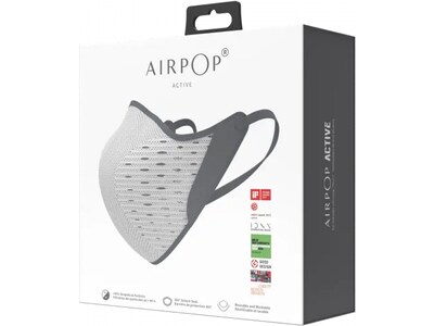AirPop Active Reusable Face Mask, Adult, Gray/White (43315)