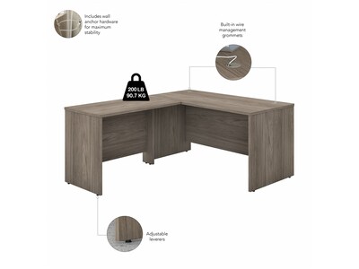 Bush Business Furniture Studio C 60"W L Shaped Desk with 42W Return, Modern Hickory (STC050MH)