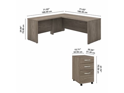 Bush Business Furniture Studio C 72"W L Shaped Desk with Mobile File Cabinet and Return, Modern Hickory (STC007MHSU)