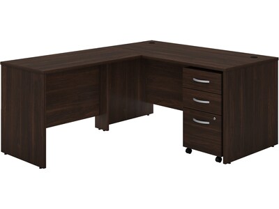 Bush Business Furniture Studio C 60W L Shaped Desk with Mobile File Cabinet and Return, Black Walnu