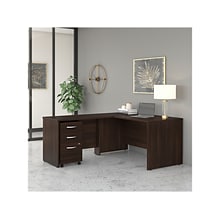 Bush Business Furniture Studio C 60W L Shaped Desk with Mobile File Cabinet and Return, Black Walnu