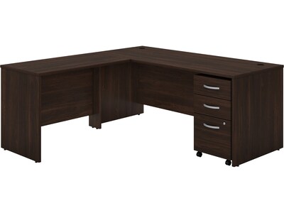 Bush Business Furniture Studio C 72W L Shaped Desk with Mobile File Cabinet and Return, Black Walnu