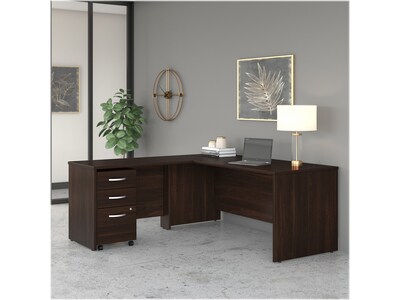 Bush Business Furniture Studio C 72W L Shaped Desk with Mobile File Cabinet and Return, Black Walnu