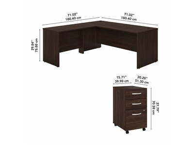 Bush Business Furniture Studio C 72"W L Shaped Desk with Mobile File Cabinet and Return, Black Walnut (STC007BWSU)
