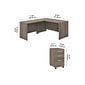 Bush Business Furniture Studio C 60"W L Shaped Desk with Mobile File Cabinet and Return, Modern Hickory (STC008MHSU)