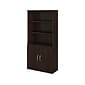 Bush Business Furniture Studio C 72.8"H 5-Shelf Bookcase with Doors, Black Walnut Laminated Wood (STC015BW)