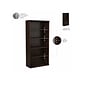 Bush Business Furniture Studio C 72.8"H 5-Shelf Bookcase with Doors, Black Walnut Laminated Wood (STC015BW)