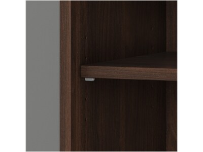 Bush Business Furniture Studio C 72.8"H 5-Shelf Bookcase with Doors, Black Walnut Laminated Wood (STC015BW)