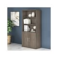 Bush Business Furniture Studio C 72.8H 5-Shelf Bookcase with Doors, Modern Hickory Laminated Wood (