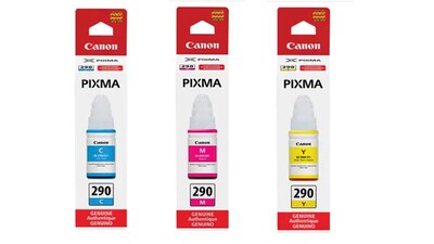 Canon GI-290 Cyan, Magenta, and Yellow Standard Yield Ink Cartridge, 3-Pack