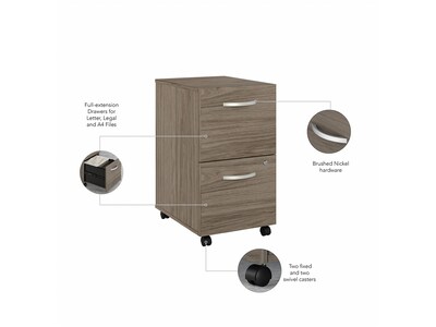 Bush Business Furniture Studio C 2-Drawer Mobile Vertical File Cabinet, Letter/Legal Size, Lockable, Modern Hickory (SCF116MHSU)