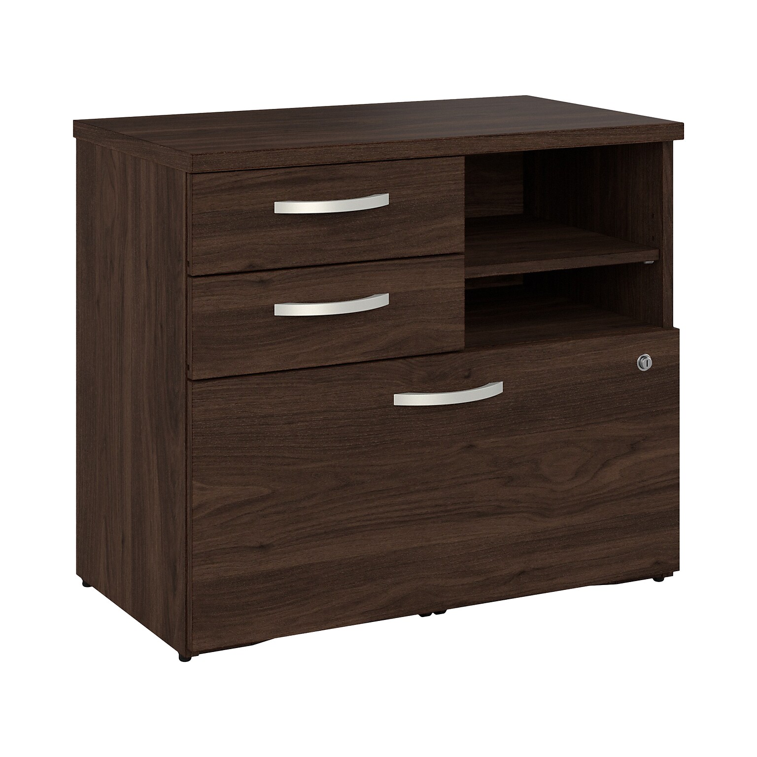 Bush Business Furniture Studio C Office Storage Cabinet with Drawers and Shelves, Black Walnut (SCF130BWSU)