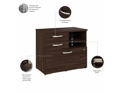 Bush Business Furniture Studio C Office Storage Cabinet with Drawers and Shelves, Black Walnut (SCF130BWSU)