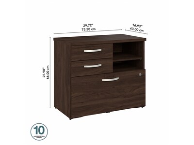 Bush Business Furniture Studio C Office Storage Cabinet with Drawers and Shelves, Black Walnut (SCF130BWSU)