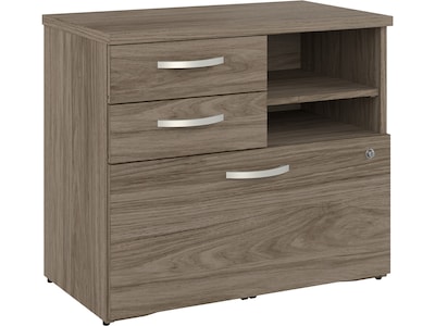 Bush Business Furniture Studio C Office Storage Cabinet with Drawers and Shelves, Modern Hickory (SC