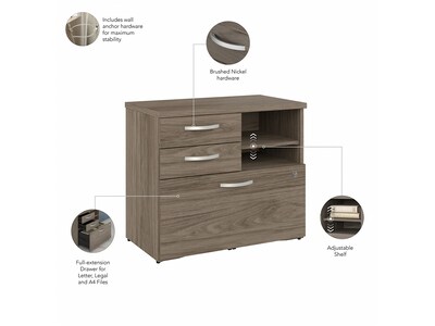 Bush Business Furniture Studio C Office Storage Cabinet with Drawers and Shelves, Modern Hickory (SCF130MHSU)