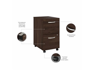 Bush Business Furniture Studio C 2-Drawer Mobile Vertical File Cabinet, Letter/Legal Size, Lockable, Black Walnut (SCF116BWSU)