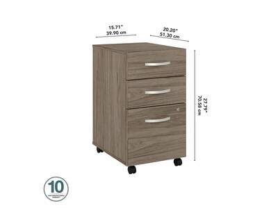 Bush Business Furniture Studio C 3-Drawer Mobile Vertical File Cabinet, Letter/Legal Size, Lockable, Modern Hickory (SCF216MHSU)