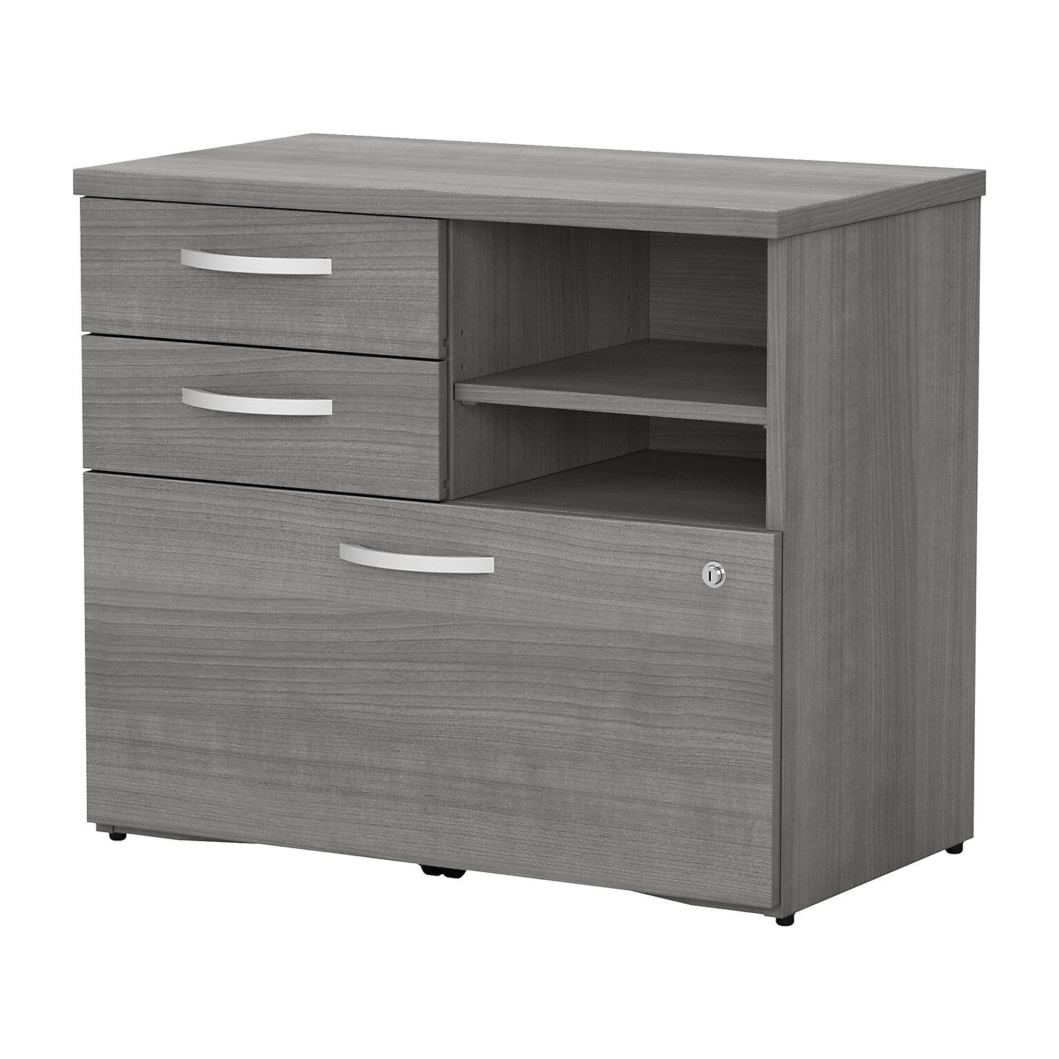 Bush Business Furniture Studio C Office Storage Cabinet with Drawers and Shelves, Platinum Gray (SCF130PGSU)