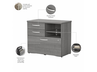 Bush Business Furniture Studio C Office Storage Cabinet with Drawers and Shelves, Platinum Gray (SCF130PGSU)