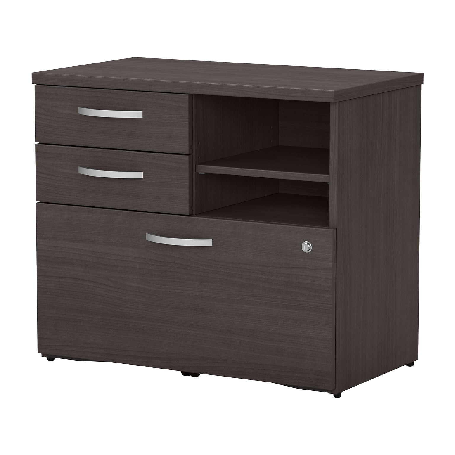 Bush Business Furniture Studio C Office Storage Cabinet with Drawers and Shelves, Storm Gray (SCF130SGSU)