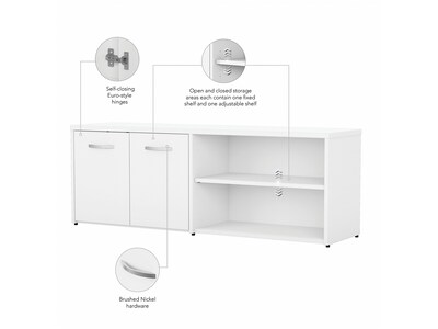 Bush Business Furniture Studio C Low Storage Cabinet with Doors and Shelves, White (SCS160WH)