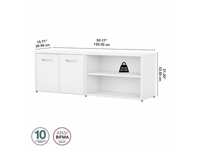 Bush Business Furniture Studio C Low Storage Cabinet with Doors and Shelves, White (SCS160WH)