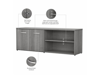 Bush Business Furniture Studio C Low Storage Cabinet with Doors and Shelves, Platinum Gray (SCS160PG)