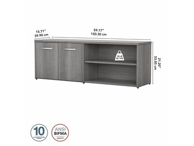 Bush Business Furniture Studio C Low Storage Cabinet with Doors and Shelves, Platinum Gray (SCS160PG)