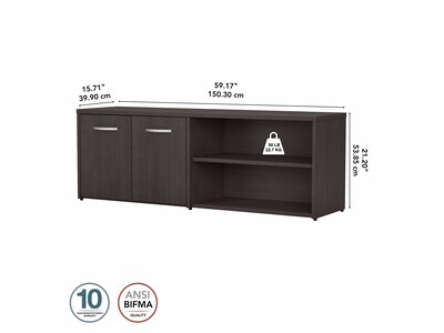 Bush Business Furniture Studio C Low Storage Cabinet with Doors and Shelves, Storm Gray (SCS160SG)